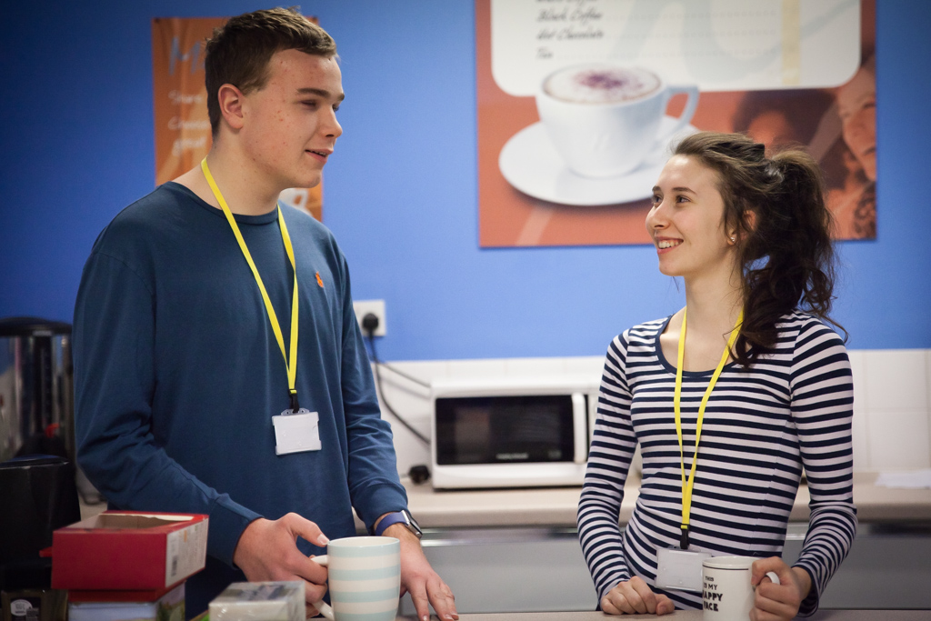 Students in the social area Kitchen