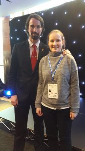 Ellie with Badminton player Nathan Robertson