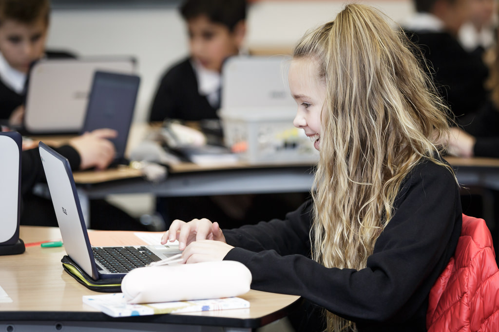 Student using a Chromebook