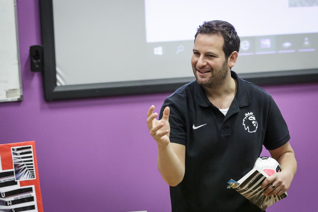 Dan Freedman talks with students about his life and career