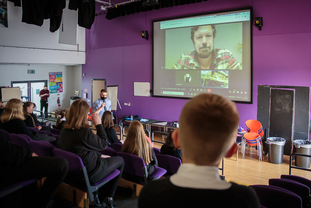 image of students watching a live stream