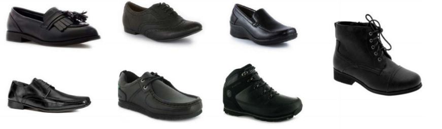 images showing acceptable footwear - black shoes and ankle boots
