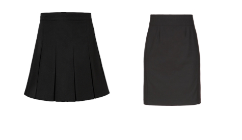 image showing black knee length school skirt